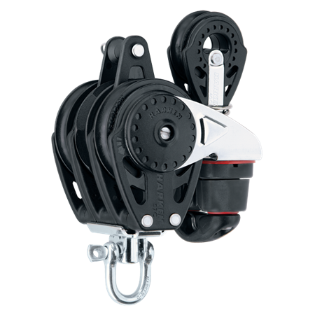 Harken 57 mm Triple Ratchamatic® Carbo Air® Block — Swivel, Cam Cleat, 40 mm Block